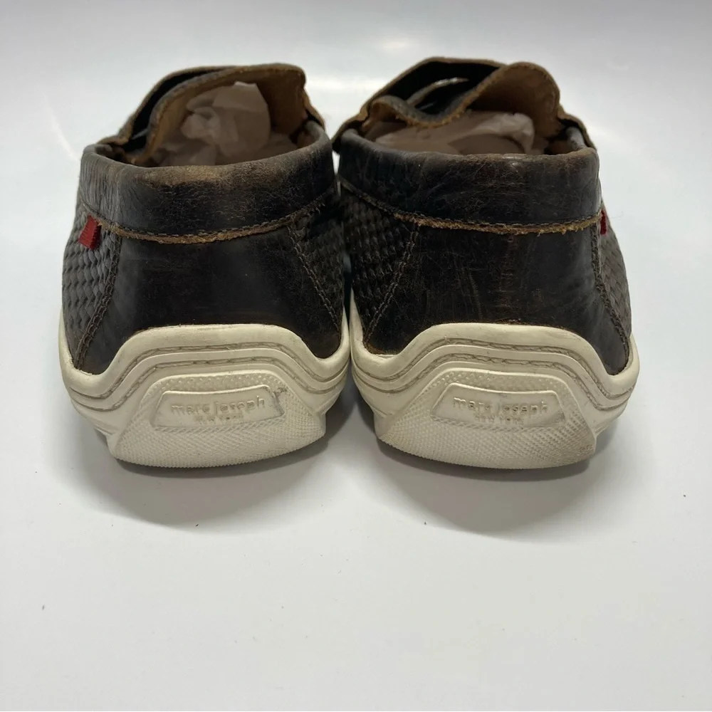 Marc Joseph‎ brown basket weave embossed leather loafers size 10.5